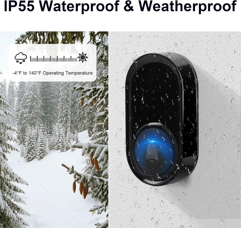 PHYSEN Store Wireless Doorbell with 3 Receivers 1 Button, Door Bell Ringer Wireless - 1300 Ft Range, 58 Melodies, 5 Volume Levels, LED Flash - Waterproof Wireless Doorbells for Home Classroom - Image 4
